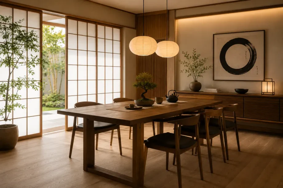 Esszimmer im japanisch inspirierten Stil