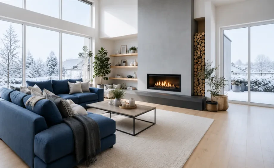 Modernes Wohnzimmer mit Kamin