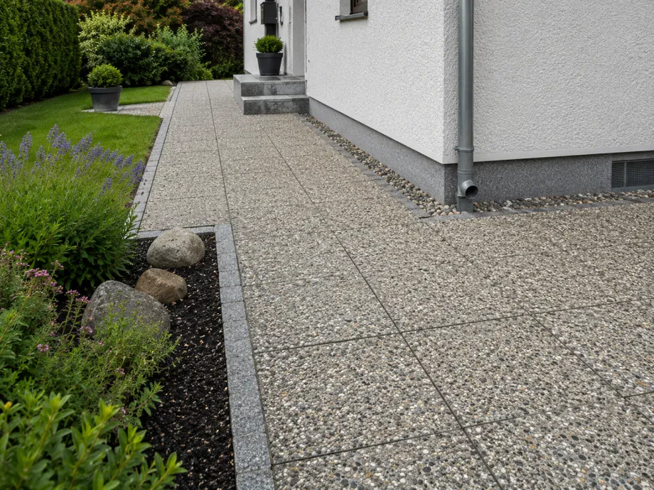 Gartenplatten, gestrahlte Platten