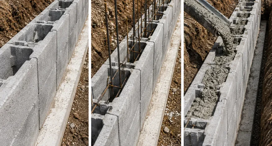 Betonsteine für Stützmauern