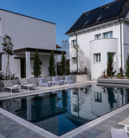 Entspannen am Swimmingpool, Villa Beatrice, Ljubljana Unterkunft