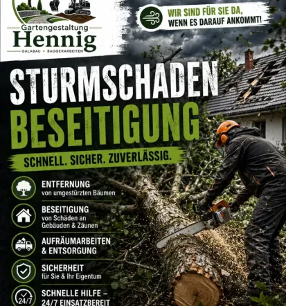 Sturmschadenbeseitigung und Aufräumarbeiten rund um Kleve