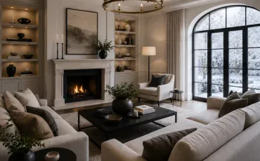 9 Wohnzimmer mit Kamin für gemütliche Winterabende