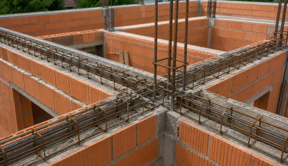 Armierungsstahl für vertikale und horizontale Ringanker und Betonbauteile